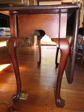 19th Century Walnut Gate Leg Drop Leaf Table - Claw Feet - Pegged Construction - Table Measures 28 3/4 Tall 47 1/2 by 18 -Leaf Measures 17 3/4 - One Leaf is Off and Pictured Separately 