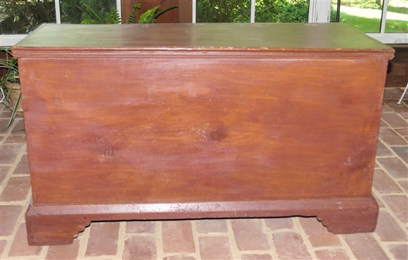 Pine Blanket Box / Chest with Hand Painted Pink Flowers - Pegged Construction - Dough Board Top - Chest Measures 24" Tall 42" By 18"