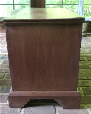 Pine Blanket Box / Chest with Hand Painted Pink Flowers - Pegged Construction - Dough Board Top - Chest Measures 24 Tall 42 By 18