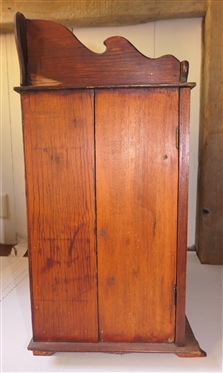 Miniature Cupboard Fitted To Hold Tobacco & Pipes - 2 Drawers Inside - Pipe Holders Line Both Sides - Scalloped Gallery Top and Backsplash and Tops of Doors - Overall Measures 20 Tall 16 1/2 by...