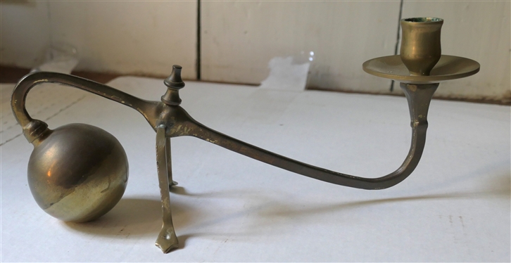 Brass Cantilever Candle Stick - Weighted Brass Ball on End (W.A.S. Benson Style) Measures 5 1/2 tall 10 1/2 Long