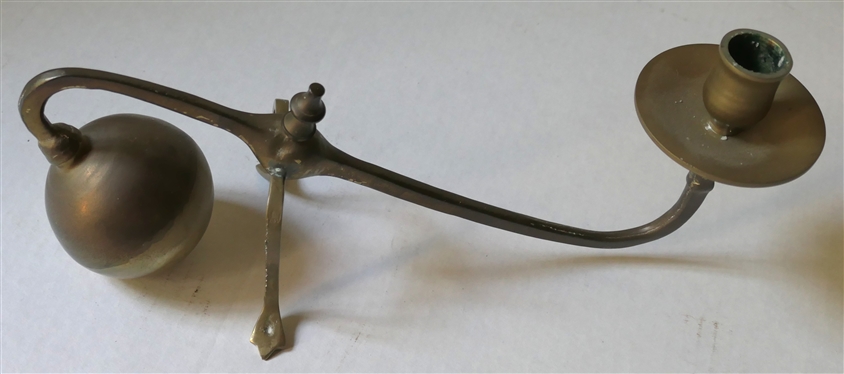 Brass Cantilever Candle Stick - Weighted Brass Ball on End (W.A.S. Benson Style) Measures 5 1/2 tall 10 1/2 Long