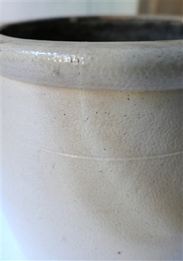 New York Blue Decorated 1 1/2 Gallon Crock - Stamped Makers Mark Near Top - Blue Decoration on Front - Measures 9 Tall Crock Has Hairline Crack 