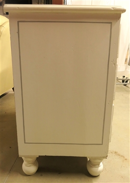 Creamy White Painted Dresser with Gray Accents - 2 Dovetailed Drawers over 2 Dovetailed Drawers - Wood Pulls and Ball Feet - Dresser is 33 Tall 38 by 19 1/2 