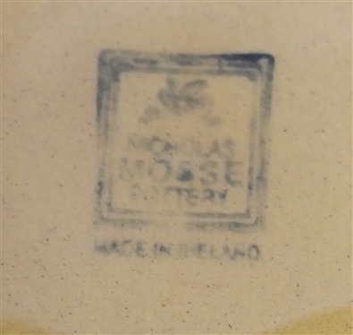 Large Nicholas Mosse Hand Crafted Pottery Mixing Bowl - Made in Ireland - Birds, Bird Houses, and Flowers - Bowl is 13 Across