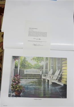 Southern Comfort by William Mangum - Artist Signed and Numbered Print - Number 80/500 - in Original Folder with Certificate of Authenticity -Unframed Print Measures 17 1/4 by 22 
