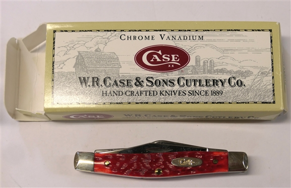 Case XX Stockman Red - Chrome Vanadium - Number 6344 CV - 3 Blade - With Original Box and Papers - Knife is 3 1/4 Long Closed