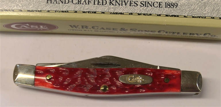 Case XX Stockman Red - Chrome Vanadium - Number 6344 CV - 3 Blade - With Original Box and Papers - Knife is 3 1/4 Long Closed