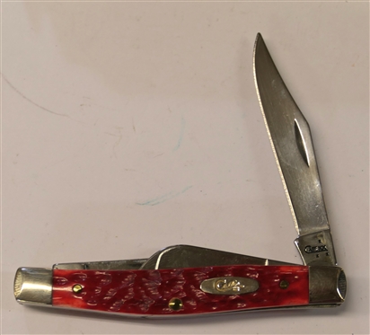 Case XX Stockman Red - Chrome Vanadium - Number 6344 CV - 3 Blade - With Original Box and Papers - Knife is 3 1/4 Long Closed