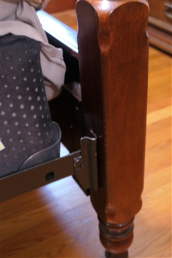 Athen Furniture Mahogany Finish Queen Size Rice Carved Poster Bed with Nice Biltmore Home Bedding - Comforter and Shams 