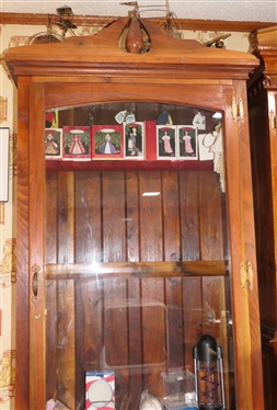 Walnut Gun Cabinet Handmade by Person County NC Cabinet Maker E.J. Harris -Glass Door over 2 Drawers Over 2 Blind Doors - Interior with Gun Rests - Broken Arch Pediment - Cabinet Measures 89 Tall...