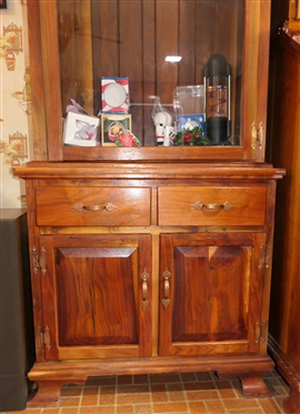 Walnut Gun Cabinet Handmade by Person County NC Cabinet Maker E.J. Harris -Glass Door over 2 Drawers Over 2 Blind Doors - Interior with Gun Rests - Broken Arch Pediment - Cabinet Measures 89 Tall...