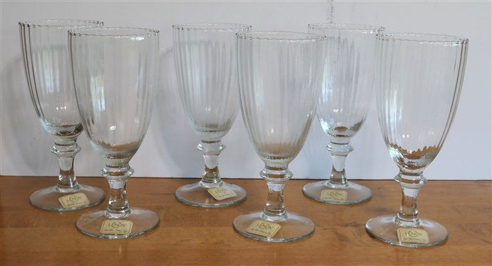 6 Lenox Butlers Pantry Optic Iced Tea Goblets - Ribbed Body - 9 Tall 