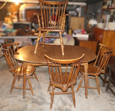 Maple Dining Table and Windsor Chairs 