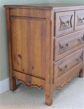 Habersham Plantation 3 Drawer Pine Chest - 3 Dovetailed Drawers with Paneled Fronts - Raised Panel Sides -Brass Tag in Top Drawer -  Chest Measures 32 1/2 Tall 31 by 20 1/4 