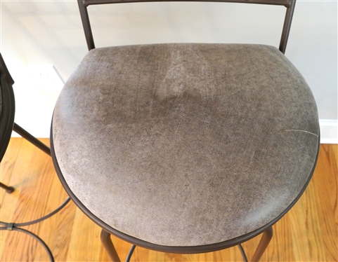 3 - Charleston Forge - Boone, NC Swivel Bar Stools - Bronze Finished Metal Frames with Leather Seats - High Backs - Swivel Seats - Very Heavy Well Made Stools - Measures 30 To Seat 