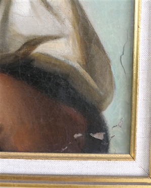 Italian Peasant by A. Figdor Oil on Board Painting - With Brass Tag on Front - Framed - Some Paint Flaking At Lower Right - Frame is 30 By 25 