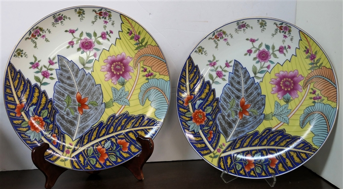 2 Tobacco Leaf genus nicotinia Fine China Plates by Mann with Original Stickers - Plates are a10 1/2 Across