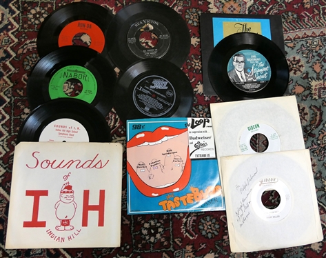 9 - 45s and 33 1/3 -Albums / Records - Including "Giants of Jazz" Sound Sheet, Gideon Records - Nanny Miller & George Gideon, Elvis Presley, Nabor - Elizabeth Johnson, Ron - DA Records - Jimmie...