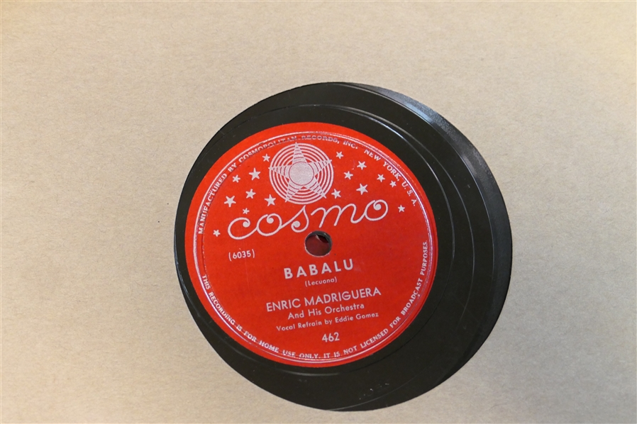 Record Library with 12 Records - Artists and Labels include - Cosmo, Joe Davis, Gennett - Walter Thomas, Bullet - Francis Craig, Musicraft, Columbia, and MGM