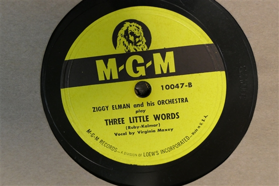 Record Library with 12 Records - Artists and Labels include - Cosmo, Joe Davis, Gennett - Walter Thomas, Bullet - Francis Craig, Musicraft, Columbia, and MGM