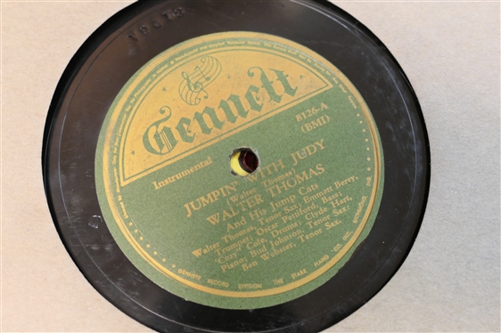 Record Library with 12 Records - Artists and Labels include - Cosmo, Joe Davis, Gennett - Walter Thomas, Bullet - Francis Craig, Musicraft, Columbia, and MGM