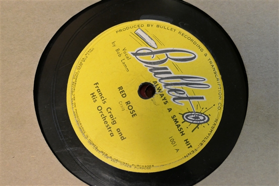Record Library with 12 Records - Artists and Labels include - Cosmo, Joe Davis, Gennett - Walter Thomas, Bullet - Francis Craig, Musicraft, Columbia, and MGM