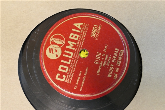 Record Library with 12 Records - Artists and Labels include - Cosmo, Joe Davis, Gennett - Walter Thomas, Bullet - Francis Craig, Musicraft, Columbia, and MGM
