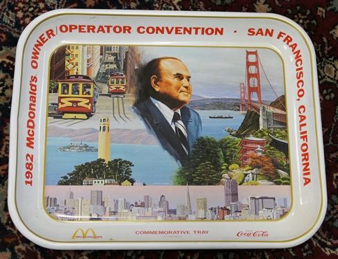 1982 McDonalds Owner Operator Convention  - San Francisco, California - Metal Commemorative Tray - Limited Edition - McDonalds and Coca Cola 