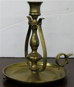 Gimbaled Brass Candle Stick - 7" Tall - Swings and Can be Carried or Hung 