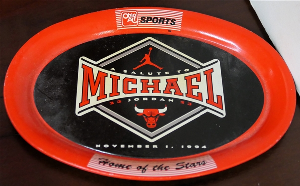 Chicago Bears NFL Jersey - Number 35 by Artex Size XL, Indiana Hoosiers Tin Trash Can, Michael Jordan Metal Tip Tray, and Several Promo Balls 