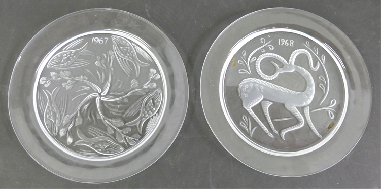 2 Lalique Annual Plates - 1967 Ballet De Poisson (Fish Ballet) and 1968 Gazelle Fantasie (Gazelle Fantasy)