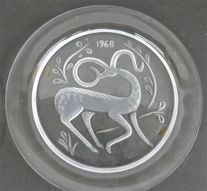 2 Lalique Annual Plates - 1967 Ballet De Poisson (Fish Ballet) and 1968 Gazelle Fantasie (Gazelle Fantasy)