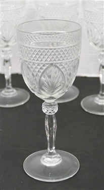 7 Nice Crystal Goblets with Diamond and Fan Designs - Each is 8 Tall 