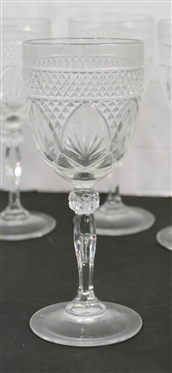 7 Nice Crystal Goblets with Diamond and Fan Designs - Each is 8 Tall 