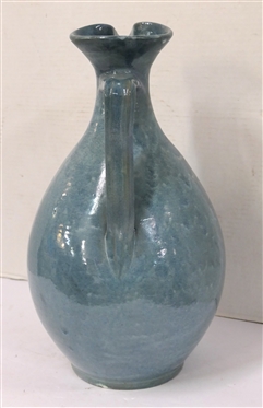 Teagues Pottery Large Blue Glazed North Carolina Pottery Pitcher - Signed Teagues - Robbins, NC - Non Food - F. Craven - Pitcher is 16 Tall 