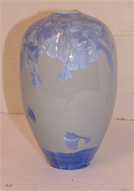 Light Blue Crystalline Pottery Vase by Sid Oakley - Dated 1985 - Signed Oakley and Dated on Bottom - Vase is 7 1/2 Tall 