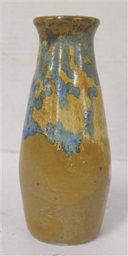 Smaller Pisgah Forest Vase - Light Yellow and Light Blue/ Green Glaze - Stamped on Bottom - Vase is 6 Tall 