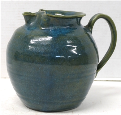 Seagrove North Carolina Pottery Teapot / Pitcher - Pretty Blue and Green Variegated Glaze - Unsigned - Pot is 7 Tall 8 Spout to Handle 