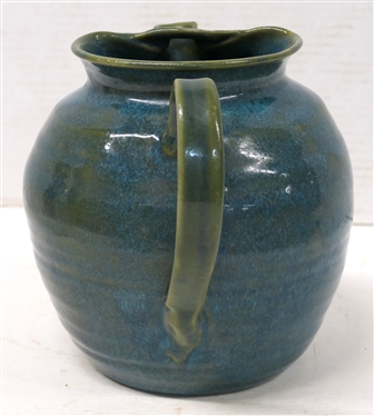 Seagrove North Carolina Pottery Teapot / Pitcher - Pretty Blue and Green Variegated Glaze - Unsigned - Pot is 7 Tall 8 Spout to Handle 