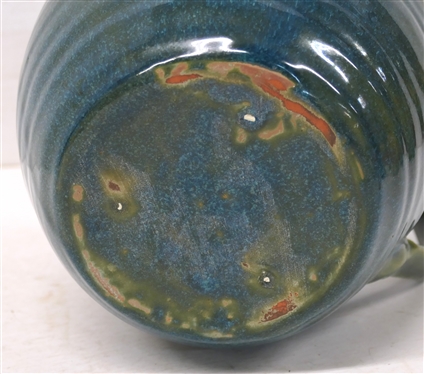 Seagrove North Carolina Pottery Teapot / Pitcher - Pretty Blue and Green Variegated Glaze - Unsigned - Pot is 7 Tall 8 Spout to Handle 