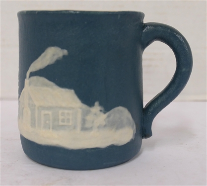 1949 W.B. Stephen Cameo Pottery Mug with Cabin - Dated on Bottom - Mug is 3 1/2 Tall 