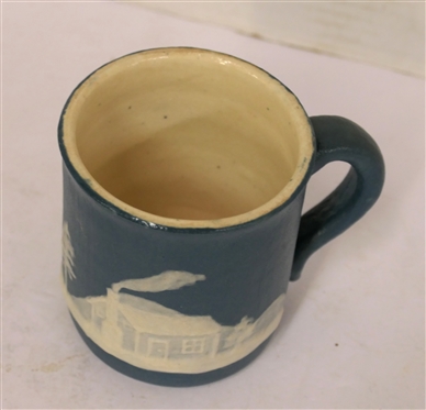 1949 W.B. Stephen Cameo Pottery Mug with Cabin - Dated on Bottom - Mug is 3 1/2 Tall 