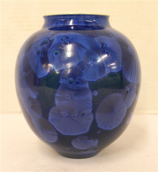 Beautiful Sid Oakley Brilliant Blue Crystalline Pottery Vase - 6" Tall - Signed Oakley - Sid Oakley 1932 - 2004 - Granville County / Creedmoor, NC 