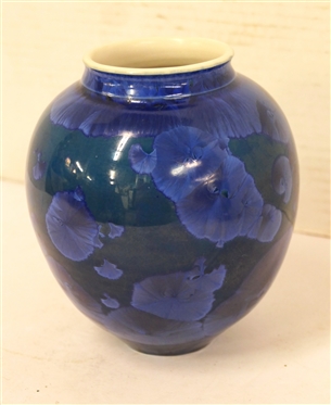 Beautiful Sid Oakley Brilliant Blue Crystalline Pottery Vase - 6 Tall - Signed Oakley - Sid Oakley 1932 - 2004 - Granville County / Creedmoor, NC 