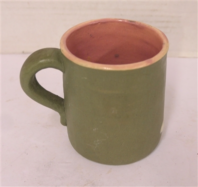 1949 Pisgah Forest Cameo Pottery Mug - Signed W.B. Stephen - Green Glazed Body with Cameo Plowing Farmer - W.B. Stephen - Bottom Dated 1949 with Stephen - Also Preston - Mug is 3 1/2 Tall 