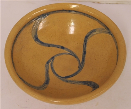 Small Art Pottery Bowl with Blue Glaze - Signed Josephine 11-36 - Bowl is 2 Tall 6 wide