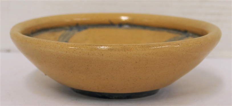 Small Art Pottery Bowl with Blue Glaze - Signed Josephine 11-36 - Bowl is 2 Tall 6 wide