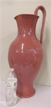 Very Large Seagrove North Carolina Rebecca Pitcher - Pink Glaze - Unsigned -Attributed to A.R. Cole -  Pitcher is 23 Tall to Top of Handle 