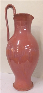 Very Large Seagrove North Carolina Rebecca Pitcher - Pink Glaze - Unsigned -Attributed to A.R. Cole -  Pitcher is 23 Tall to Top of Handle 